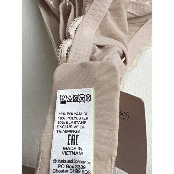 M&S Lingerie Women Almond Bra With Lace Detail Size 40D - Picture 10 of 11